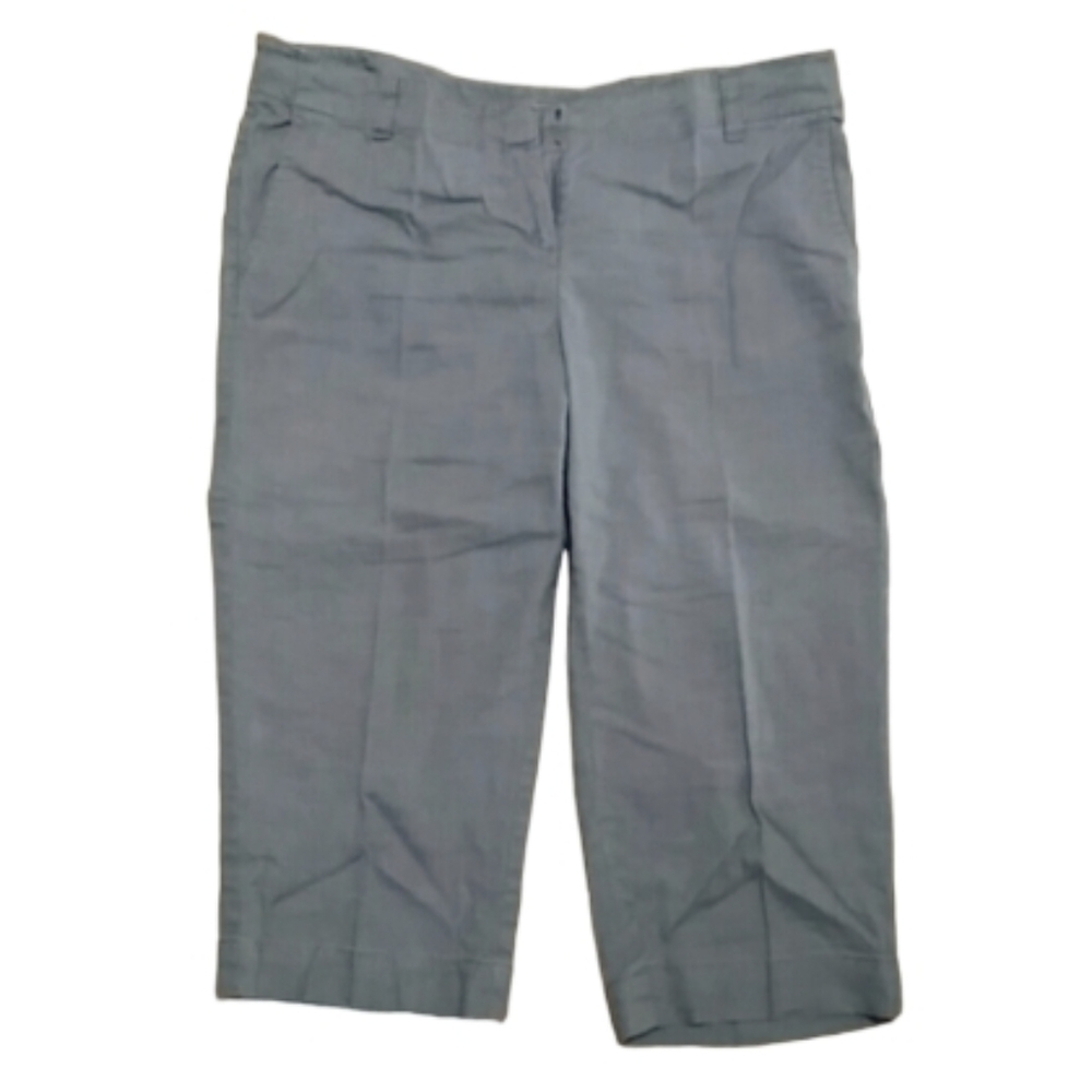 J Jill Womans Grey Stretch Linen Blend Capri Pants Size 12